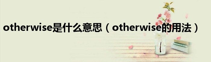 otherwise是什么意思（otherwise的用法）