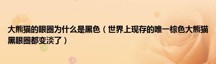 大熊猫的眼圈为什么是黑色（世界上现存的唯一棕色大熊猫黑眼圈都变淡了）