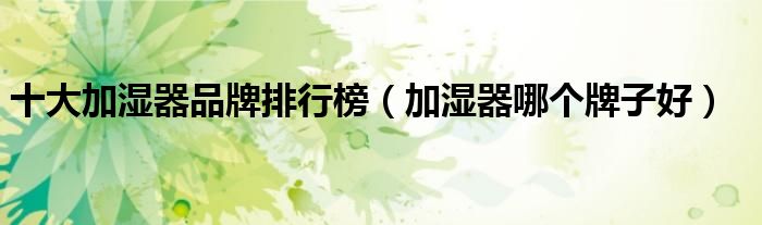 十大加湿器品牌排行榜（加湿器哪个牌子好）