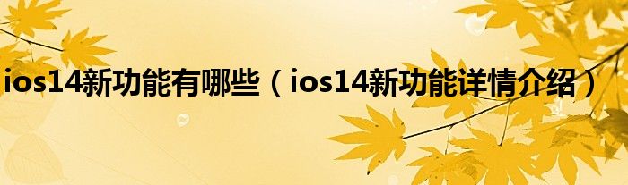 ios14新功能有哪些（ios14新功能详情介绍）