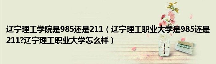辽宁理工学院是985还是211（辽宁理工职业大学是985还是211?辽宁理工职业大学怎么样）