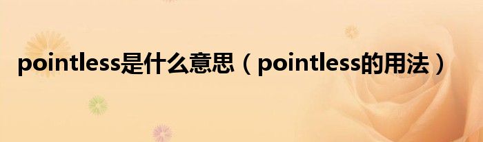 pointless是什么意思（pointless的用法）