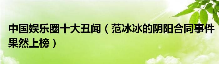 中国娱乐圈十大丑闻（范冰冰的阴阳合同事件果然上榜）