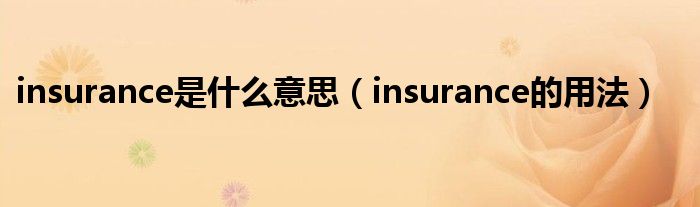 insurance是什么意思（insurance的用法）