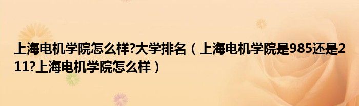 上海电机学院怎么样?大学排名（上海电机学院是985还是211?上海电机学院怎么样）