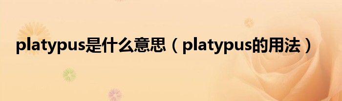 platypus是什么意思（platypus的用法）