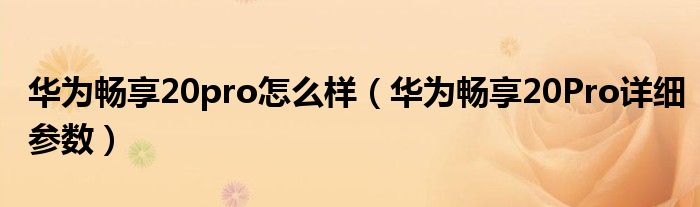 华为畅享20pro怎么样（华为畅享20Pro详细参数）