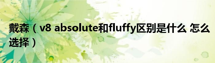 戴森（v8 absolute和fluffy区别是什么 怎么选择）