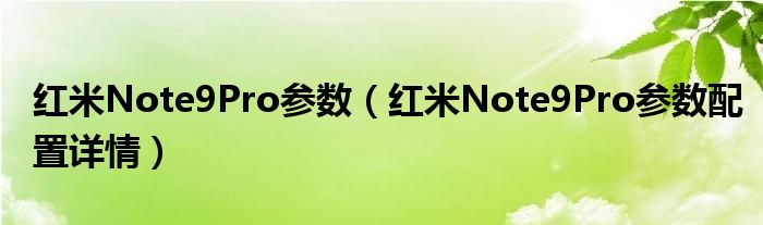 红米Note9Pro参数（红米Note9Pro参数配置详情）