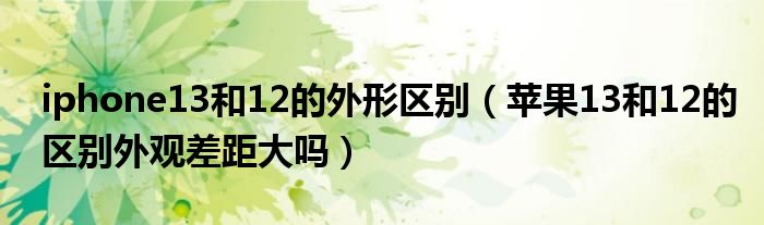 iphone13和12的外形区别（苹果13和12的区别外观差距大吗）