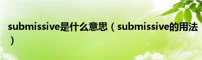 submissive是什么意思（submissive的用法）
