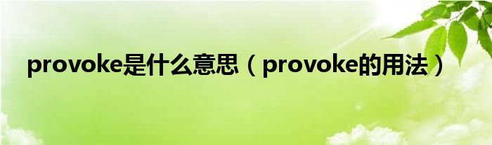 provoke是什么意思（provoke的用法）