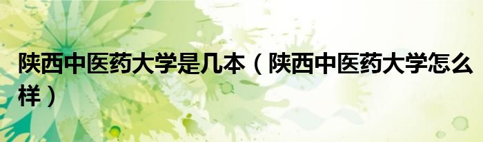 陕西中医药大学是几本（陕西中医药大学怎么样）