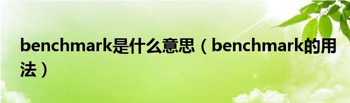 benchmark是什么意思（benchmark的用法）