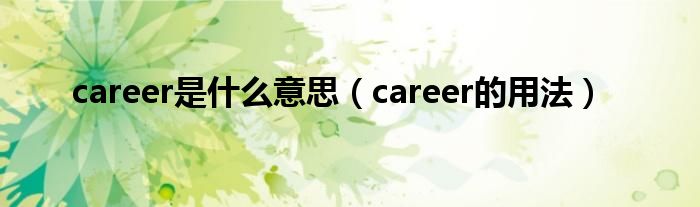 career是什么意思（career的用法）