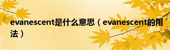 evanescent是什么意思（evanescent的用法）