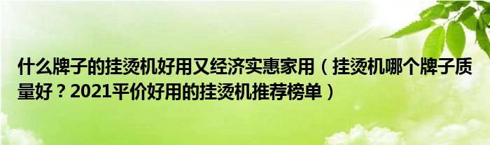 什么牌子的挂烫机好用又经济实惠家用（挂烫机哪个牌子质量好？2021平价好用的挂烫机推荐榜单）