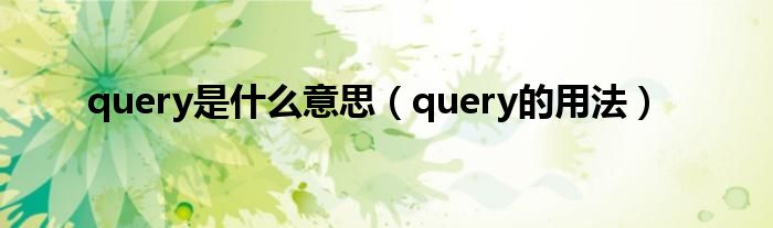 query是什么意思（query的用法）