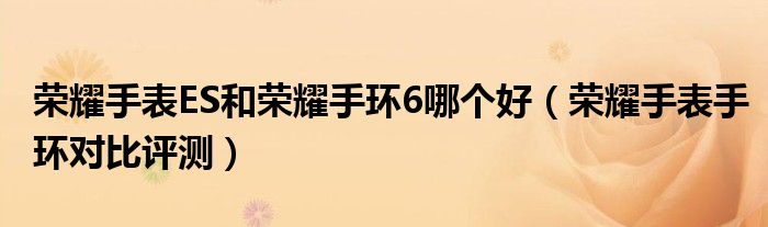 荣耀手表ES和荣耀手环6哪个好（荣耀手表手环对比评测）