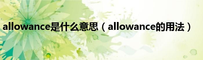 allowance是什么意思（allowance的用法）