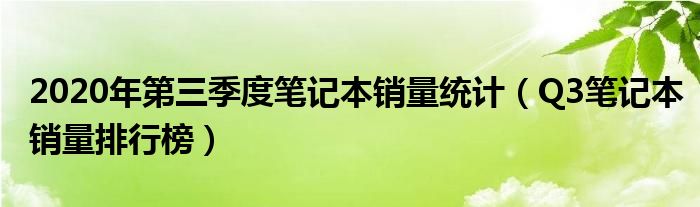 2020年第三季度笔记本销量统计（Q3笔记本销量排行榜）