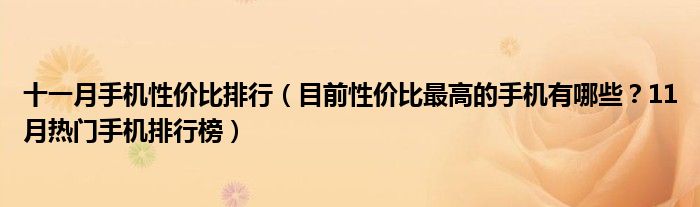 十一月手机性价比排行（目前性价比最高的手机有哪些？11月热门手机排行榜）