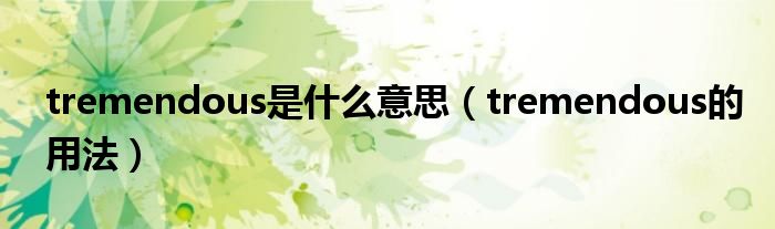 tremendous是什么意思（tremendous的用法）