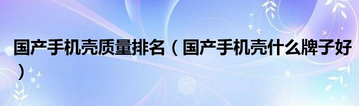 国产手机壳质量排名（国产手机壳什么牌子好）