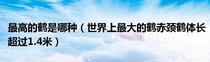 最高的鹤是哪种（世界上最大的鹤赤颈鹤体长超过1.4米）