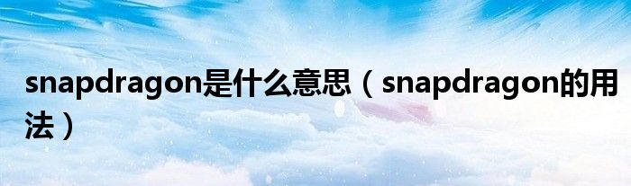 snapdragon是什么意思（snapdragon的用法）