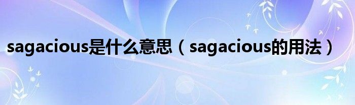 sagacious是什么意思（sagacious的用法）