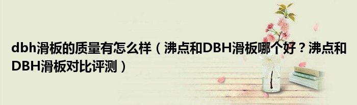 dbh滑板的质量有怎么样（沸点和DBH滑板哪个好？沸点和DBH滑板对比评测）