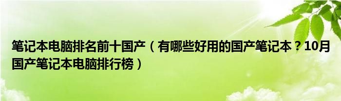笔记本电脑排名前十国产（有哪些好用的国产笔记本？10月国产笔记本电脑排行榜）