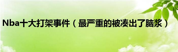 Nba十大打架事件（最严重的被凑出了脑浆）