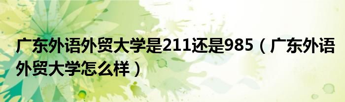 广东外语外贸大学是211还是985（广东外语外贸大学怎么样）