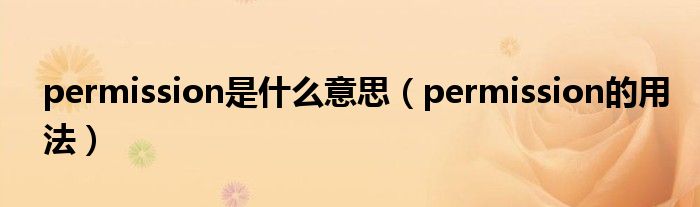 permission是什么意思（permission的用法）