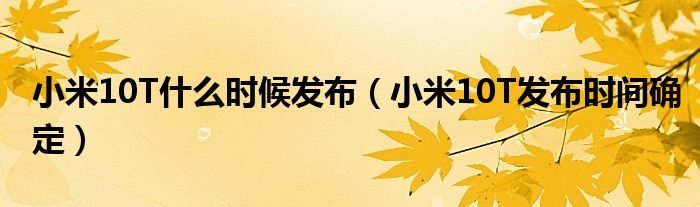 小米10T什么时候发布（小米10T发布时间确定）