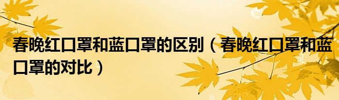 春晚红口罩和蓝口罩的区别（春晚红口罩和蓝口罩的对比）