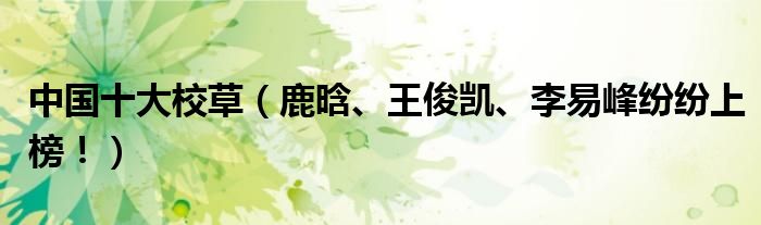 中国十大校草（鹿晗、王俊凯、李易峰纷纷上榜！）
