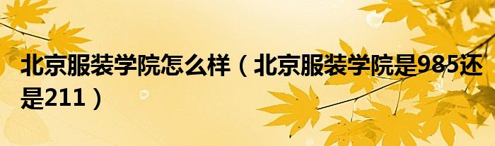 北京服装学院怎么样（北京服装学院是985还是211）