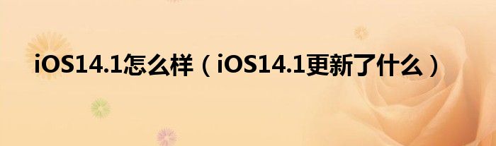 iOS14.1怎么样（iOS14.1更新了什么）