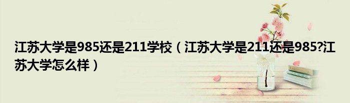 江苏大学是985还是211学校（江苏大学是211还是985?江苏大学怎么样）