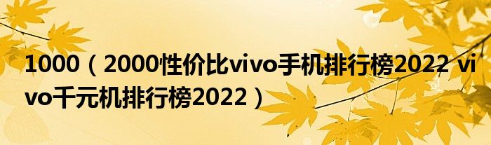 1000（2000性价比vivo手机排行榜2022 vivo千元机排行榜2022）