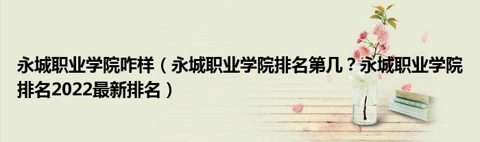 永城职业学院咋样（永城职业学院排名第几？永城职业学院排名2022最新排名）