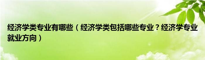 经济学类专业有哪些（经济学类包括哪些专业？经济学专业就业方向）