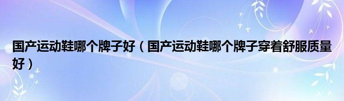 国产运动鞋哪个牌子好（国产运动鞋哪个牌子穿着舒服质量好）