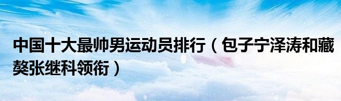 中国十大最帅男运动员排行（包子宁泽涛和藏獒张继科领衔）
