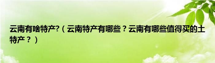 云南有啥特产?（云南特产有哪些？云南有哪些值得买的土特产？）