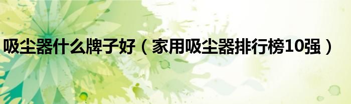 吸尘器什么牌子好（家用吸尘器排行榜10强）