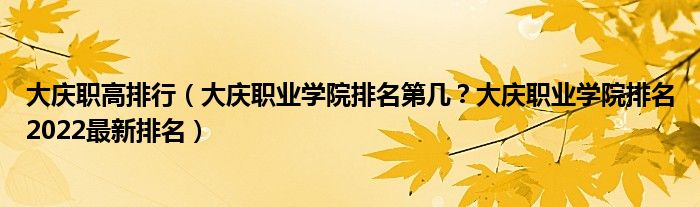 大庆职高排行（大庆职业学院排名第几？大庆职业学院排名2022最新排名）